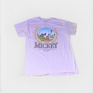 Disney Mickey Mouse Golf & Recreation Club Tee White Large 100% Cotton